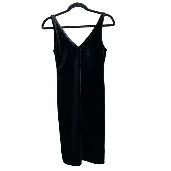 [FOREVER21] NWT Velvet V-neck Sleeveless Bodycon Mini Black Dress Size L - Picture 3 of 6